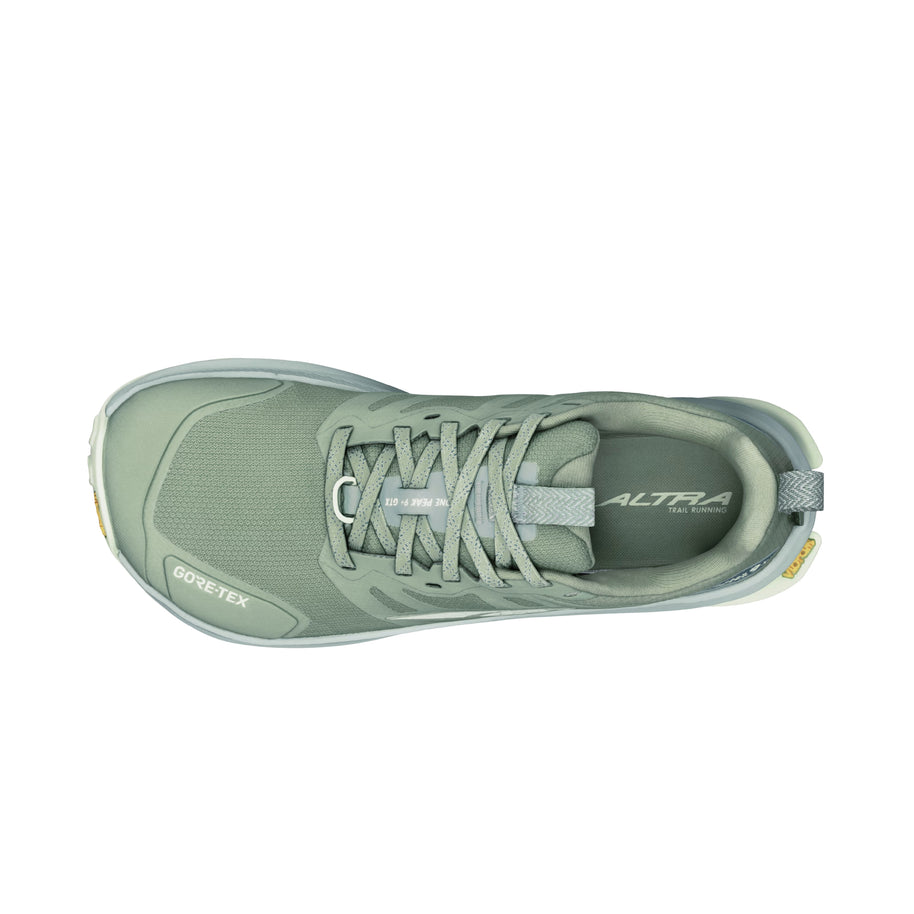 LONE PEAK 9+ GTX - Women by Altra Footwear in light green with waterproof GORE-TEX upper and Vibram outsole for trail running and outdoor use