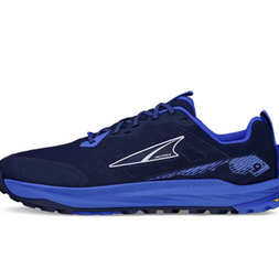 Lone Peak 9+ - Men by Altra Footwear in navy blue with Vibram Megagrip outsole, lightweight trail running shoe for rugged outdoor use