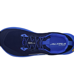 Lone Peak 9+ - Men by Altra Footwear in navy and blue with Vibram Megagrip outsole, lightweight trail running shoe for rugged terrain