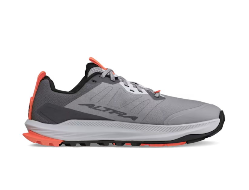 Lone Peak 9+ Wide - Women by Altra Footwear in grey and coral with Vibram Megagrip outsole for trail running and rugged outdoor use