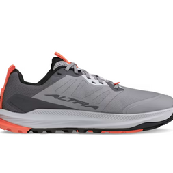 Lone Peak 9+ Wide - Women by Altra Footwear in grey and coral with Vibram Megagrip outsole for trail running and rugged outdoor use