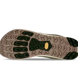 Lone Peak 9+ Wide - Men by Altra Footwear in beige and green with Vibram Megagrip outsole designed for trail running and rugged outdoor use