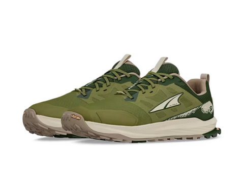 Lone Peak 9+ Wide - Men by Altra Footwear in green and beige with Vibram Megagrip outsole for trail running and rugged outdoor use