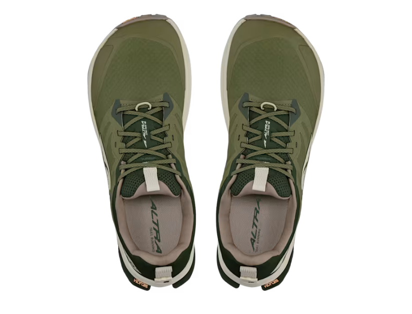 Lone Peak 9+ Wide - Men by Altra Footwear in green with Vibram Megagrip outsole, wide trail running shoe for rugged outdoor traction