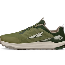 Lone Peak 9+ Wide - Men by Altra Footwear in green and beige with Vibram Megagrip outsole for trail running and rugged outdoor traction