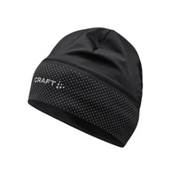 Lumen Fleece Hat 2 by Craft in black with reflective details, soft jersey, perforated, ideal for cold weather running.