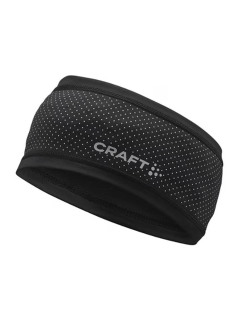 Lumen Fleece Headband 2 by Craft in black with reflective details, soft jersey fabric for cold weather running and intense outdoor use