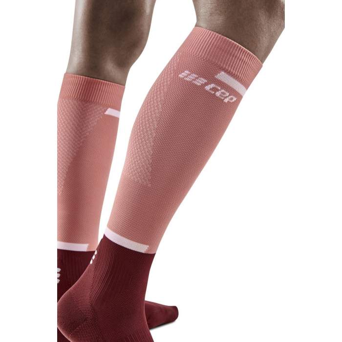 Run Compression Socks Tall - Women by CEP Sports in pink and burgundy with targeted medi compression for muscle support and vibration reduction