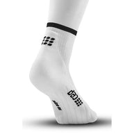 Run Compression Socks Tall - Women by CEP Sports in white with black logo, targeted medi compression reducing muscle vibrations for running.