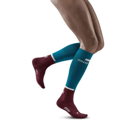 Run Compression Socks Tall - Women by CEP Sports in teal and burgundy, designed with medi compression for muscle support during running and recovery