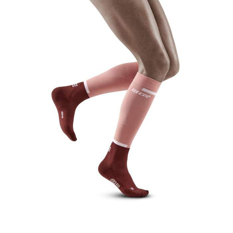 Run Compression Socks Tall - Women by CEP Sports in pink and burgundy, targeted medi compression for muscle support and vibration reduction