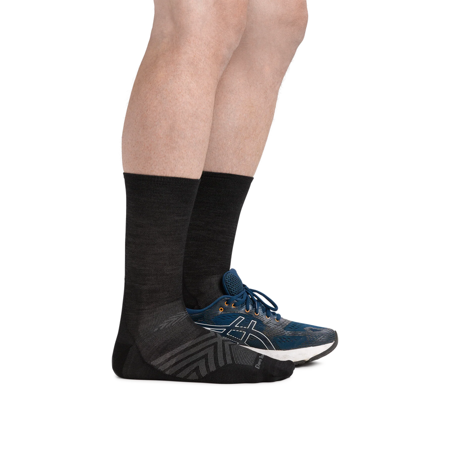 Run Micro Crew Ultra-Lightweight Running Sock - Men by Darn Tough in black, blister-proof fit for competition mileage and vertical gain