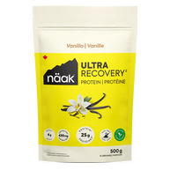 Protein Powder Vanilla by Näak in yellow and white packaging with 25g protein, BCAAs, and electrolytes for endurance recovery and muscle building