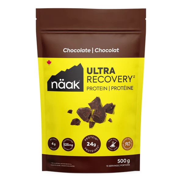 Protein Powder Chocolate by Näak in brown and yellow, high-protein recovery powder with 24g protein for endurance athletes