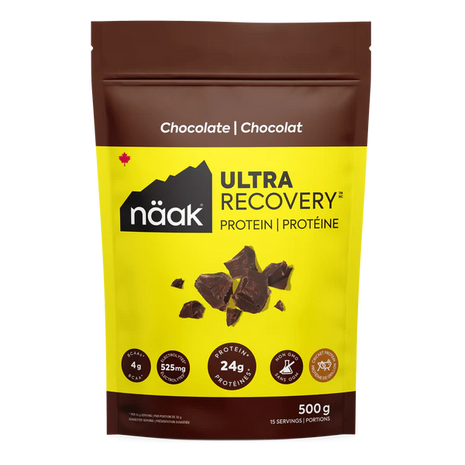 Protein Powder Chocolate by Näak in brown and yellow, high-protein recovery powder with 24g protein for endurance athletes