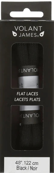 Flat Lace Thick by Volent James in black, durable flat laces ideal for running shoes and outdoor footwear replacement