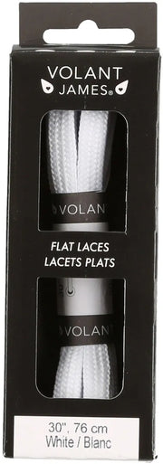 Flat Lace Thick by Volent James in white, durable flat laces 30" long ideal for running shoes and everyday use