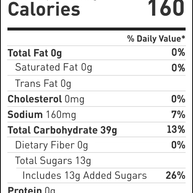 Drink Mix 160 by Maurten nutrition facts label in black and white, showing 160 calories, 39g carbs, 160mg sodium per 40g sachet for energy and hydration