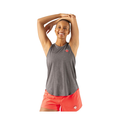 On the Go Tank - Women in grey by Rabbit, lightweight rabbitGO fabric tank with perforated back, moisture-wicking for running and active wear
