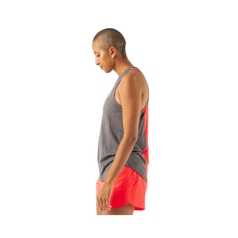 On the Go Tank - Women by Rabbit in grey and coral, lightweight moisture-wicking tank with perfed back for comfort and active wear