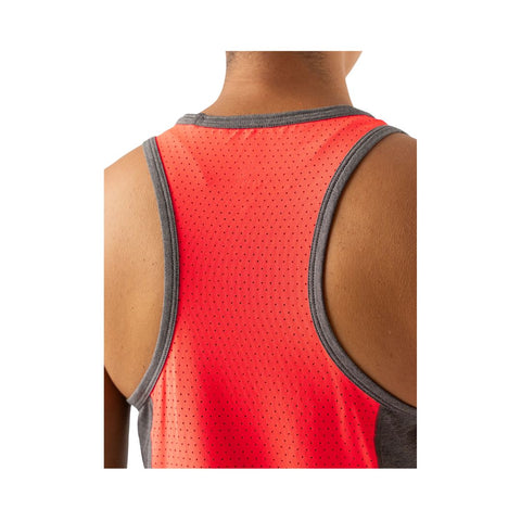On the Go Tank - Women by Rabbit in bright coral and grey, lightweight breathable top with perfed back for moisture wicking and comfort