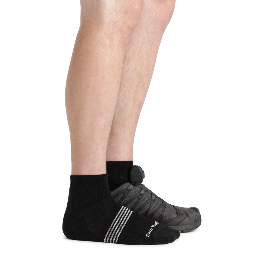 Element Quarter Lightweight w/Cushion Running Sock - Men by Darn Tough in black with mesh panels, breathable and cushioned for long endurance runs