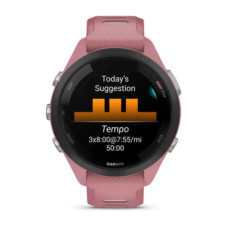 Forerunner® 265S by Garmin in pink, GPS running smartwatch with training guidance and performance tracking ideal for runners