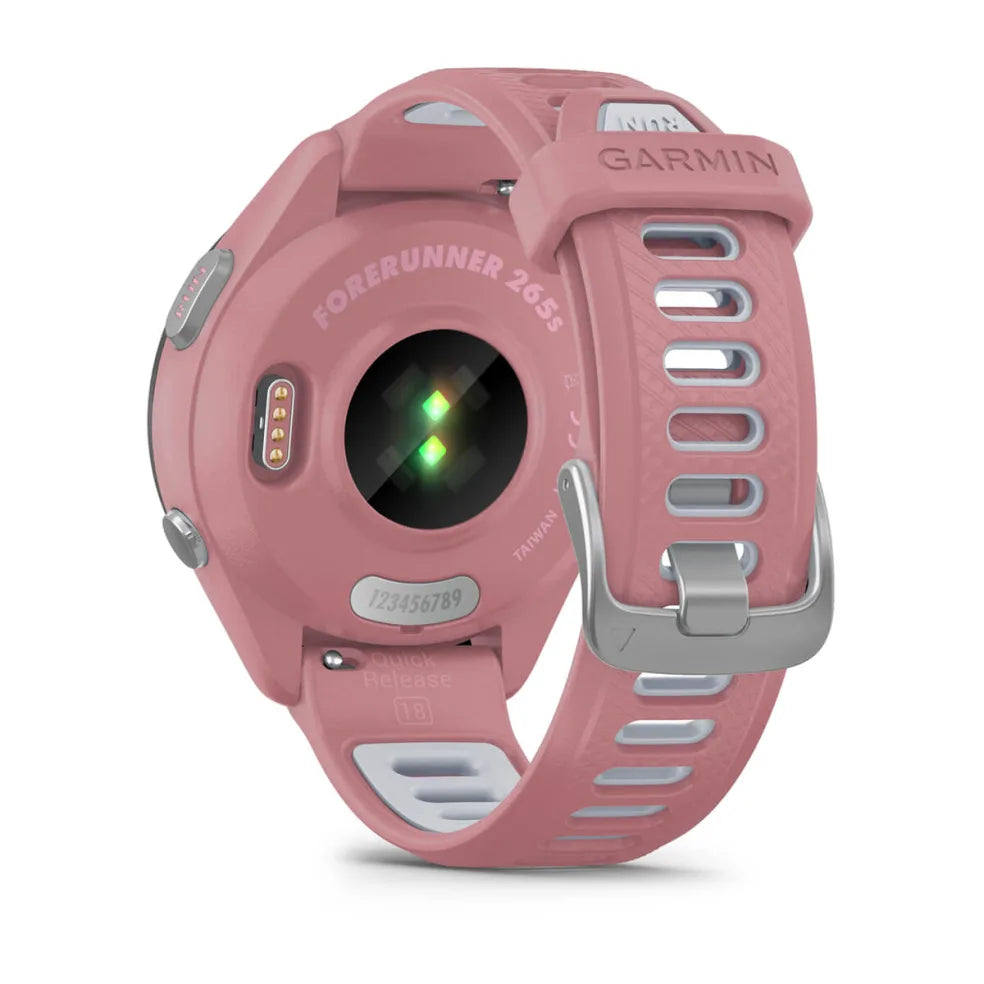Forerunner® 265S by Garmin in pink and white GPS running smartwatch with advanced training features for runners and athletes