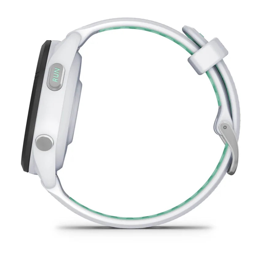 Forerunner® 265S by Garmin in white and green, GPS running smartwatch designed for advanced training and performance tracking