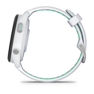 Forerunner® 265S by Garmin in white and green, GPS running smartwatch designed for advanced training and performance tracking