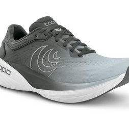 Phantom 4 Wide - Women by Topo Athletic in grey and black, cushioned neutral road running shoe with enhanced comfort and responsive midsole