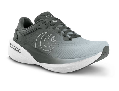 Phantom 4 Wide - Women by Topo Athletic in grey and black, cushioned neutral road running shoe with enhanced comfort and responsive midsole