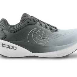 Phantom 4 Wide - Women by Topo Athletic in grey and light blue, cushioned neutral road running shoe for comfort and responsiveness