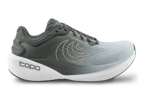 Phantom 4 Wide - Women by Topo Athletic in grey and light blue, cushioned neutral road running shoe for comfort and responsiveness