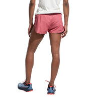 Freccia Short - Women by La Sportiva in pink lightweight breathable running shorts with elastic waistband and backside mesh pocket for race day use