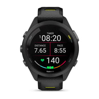 Forerunner® 265S by Garmin in black with yellow accents, GPS running smartwatch with heart rate, pace, and distance tracking for running training