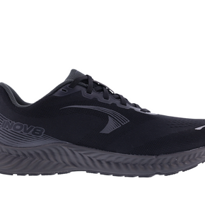 Inov8 RoadFly - Men black and dark grey running shoe designed for fast road running with trail shoe technology removal for pavement use