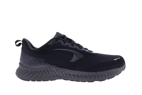 Inov8 RoadFly - Men black and dark grey running shoe designed for fast road running with trail shoe technology removal for pavement use