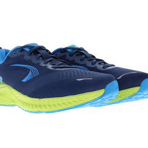 RoadFly Wide - Men by Inov8 in navy blue and lime green, lightweight road running shoe designed for fast pavement and path running.