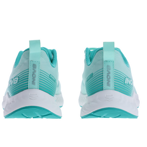 RoadFly - Women running shoes by Inov8 in turquoise and white, designed for fast pavement and road running with trail shoe technology removed for efficiency