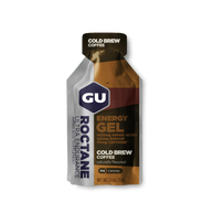 Roctane Energy Gel Cold Brew Coffee by GU Energy in brown and black, with electrolytes and amino acids for endurance and hydration