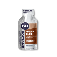Roctane Energy Gel by GU Energy in chocolate coconut, high electrolyte hydration with amino acids for endurance activities