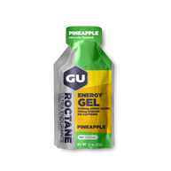 Roctane Energy Gel Pineapple by GU Energy in green and yellow, ultra endurance gel with amino acids and electrolytes for hydration and muscle support
