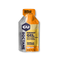 Roctane Energy Gel Vanilla Orange by GU Energy in orange and silver, with amino acids and electrolytes for endurance and hydration
