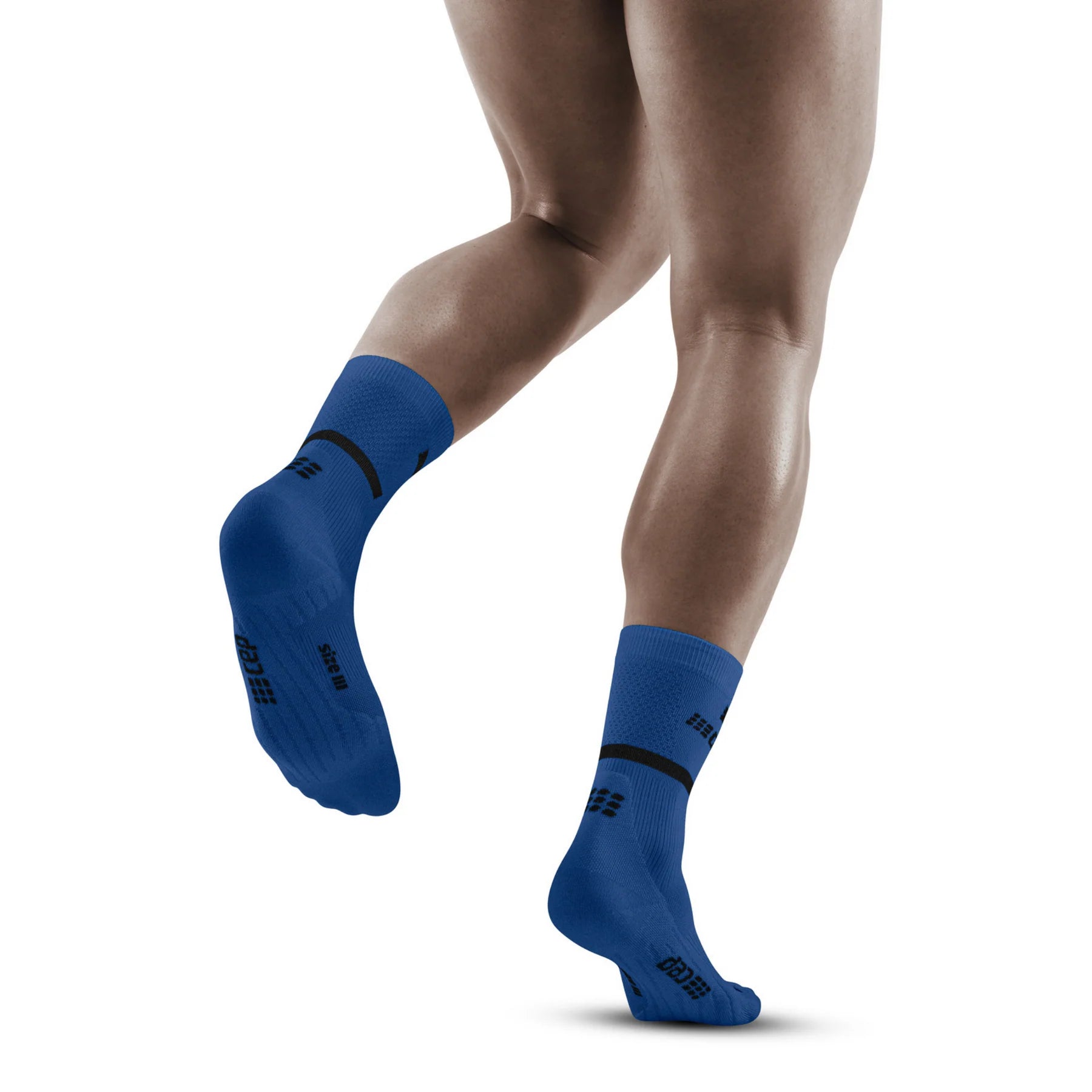 Run Compression Socks 4.0 Mid Cut - Men by CEP Sports in blue with medi compression for joint support and injury reduction in running and exercise