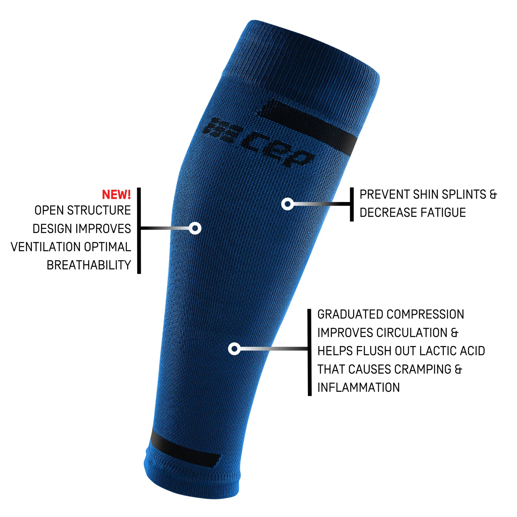 Run Compression 4.0 Calf Sleeves - Men by CEP Sports in navy blue with medi compression for muscle stabilization and improved circulation during running