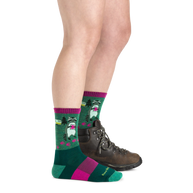 Critter Club Micro Crew Lightweight w/ Cushion Hiking Sock - Women by Darn Tough in green and purple with cushioned support for comfortable outdoor hiking
