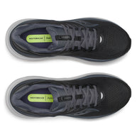 Top-down view of a pair of Saucony Echelon 11 men's road running shoes in Black/Gunmetal with laces and insoles