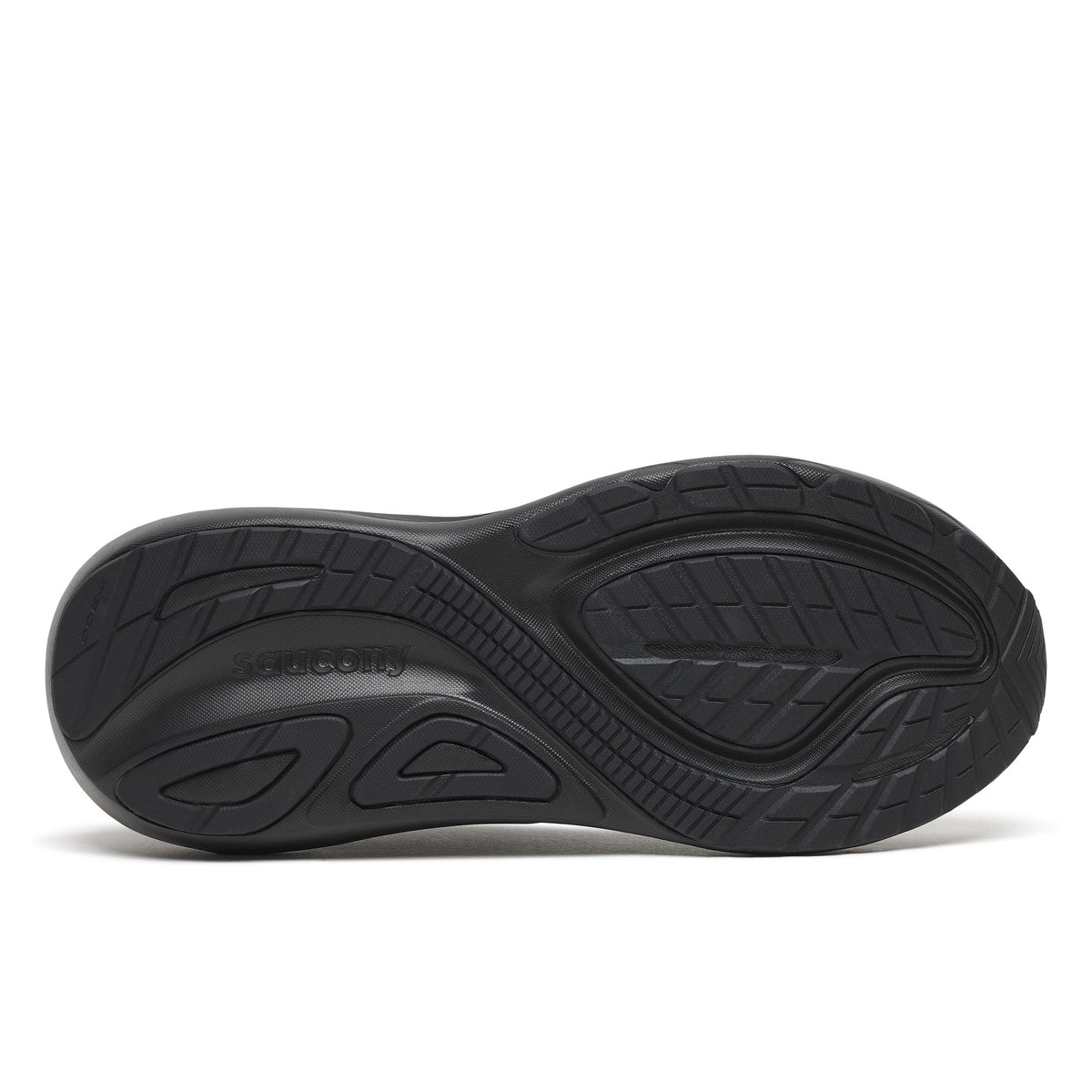 Outsole of the Saucony Echelon 11 men's road running shoe in Triple Black showing the tread pattern