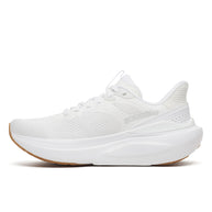 Saucony Echelon 11 Wide women's road running shoe in White/Gum (white with gum outsole), inner side view showing the Saucony logo